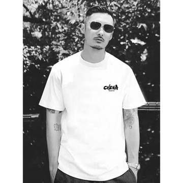 余文樂同款潮牌t恤男白色短袖中國夏季純棉寬松半袖體恤圓領上衣