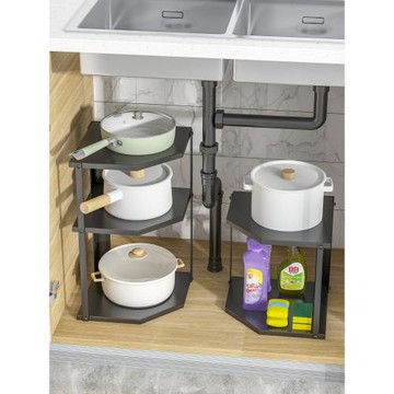 轉角鍋架調料瓶三角置物架廚房收納臺面櫥柜內柜子下水槽分層架子