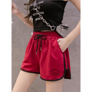 顯長腿運動短褲女外穿夏2023新款居家睡褲寬松高腰跑步闊腿休閑褲