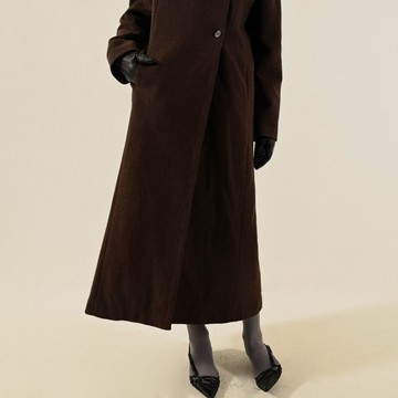 【NaSuBi Vintage】俐落輪廓長版毛料古著大衣
