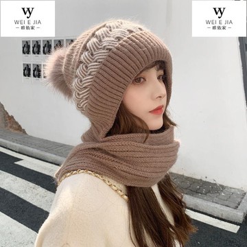 【唯家】台灣出貨 2025新款 帽子圍巾一件式 保暖帽 秋冬帽子 刷毛 加厚毛線帽 騎車帽子 防風防寒 保暖帽 護耳