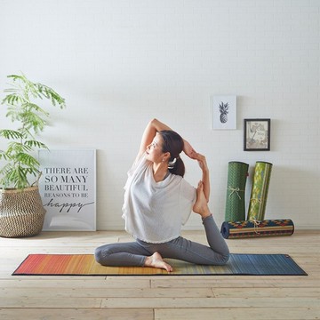 【質感新年】藺草瑜珈墊JOY 丹寧跨界漸層工藝 吸汗透氣 添加精油