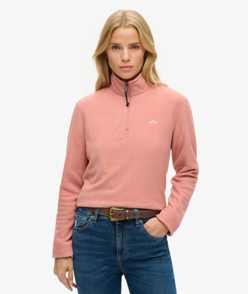 Superdry Women's Polar Fleece Cropped Half Zip Pink Size: 8