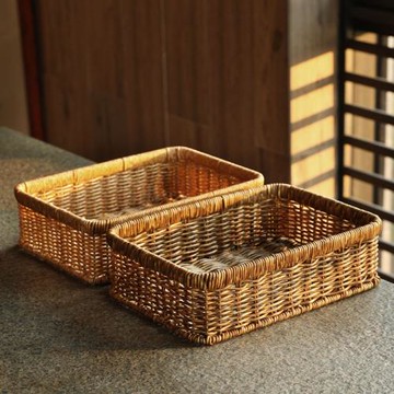 仿藤編浴室洗手間雜物整理盒客廳茶幾遙控器鑰匙收納筐櫥柜置物籃