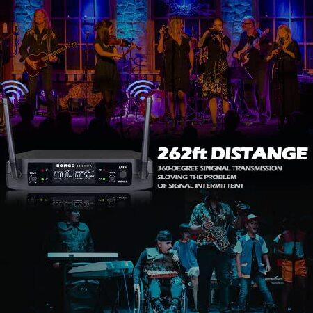 BOMGE uhf Metal Dual Handheld Wireless Microphones ＆ Systems for Karaoke,Singing, Meeting, Party, Church, DJ, Wedding, 200ft 240U