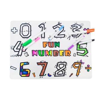 食品級矽膠畫畫餐墊 30cm x 40cm 無毒不含雙酚A 耐熱安全  fun數字  1組