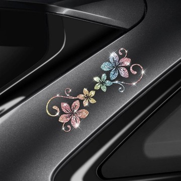 ✨元氣上新✨汽車電動車裝飾貼彩色漸變花朵閃鑽貼紙車身側面3朵花DIY個性貼ZKMR