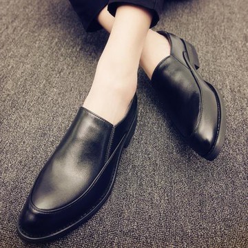 皮鞋男2025冬季英倫風小皮鞋懶人一腳蹬豆豆鞋商務休閑上班駕車鞋