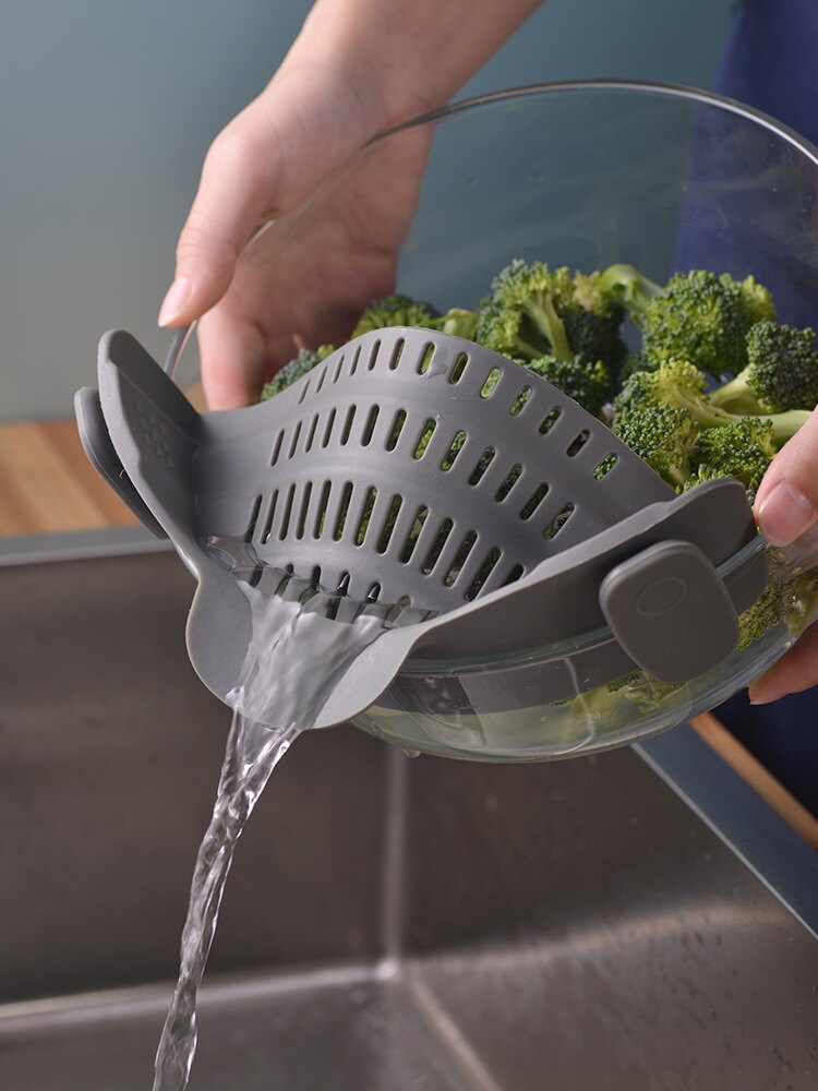 鍋邊瀝水器寬口 果蔬面條過濾水檔板硅膠隔渣器倒菜防漏廚房神器