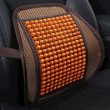 EZlife 木珠按摩冰絲透氣腰靠