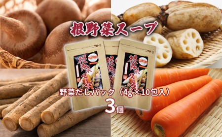 「根野菜スープ」野菜だしパック（4g×10包入）3個