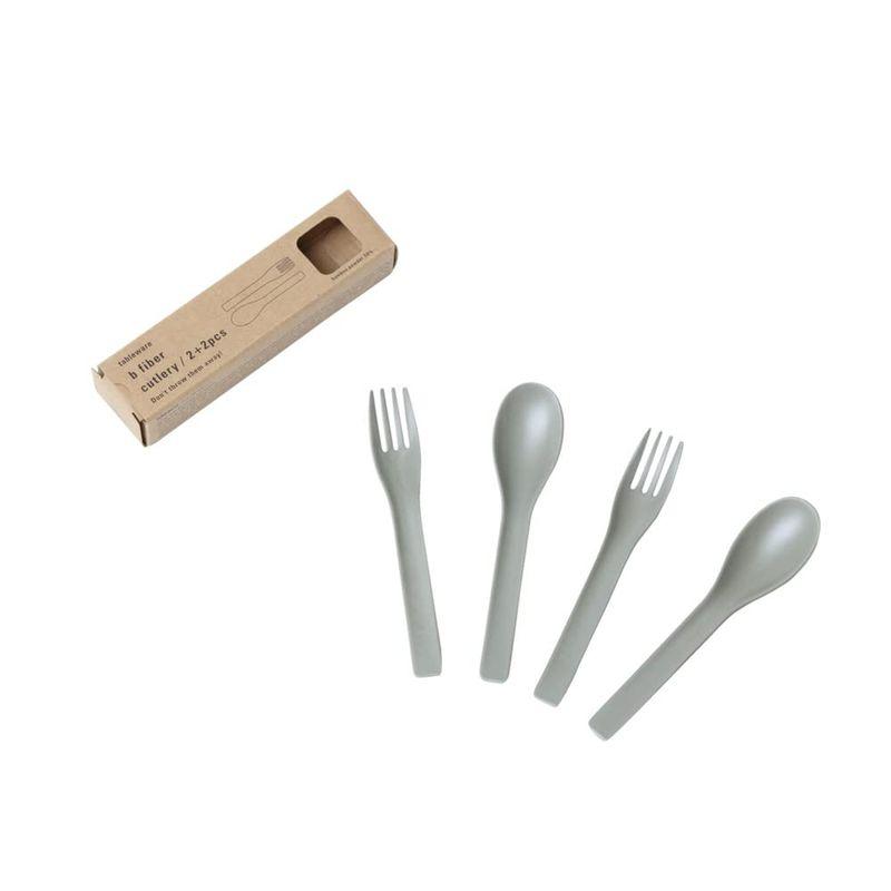 ideaco(イデアコ) カトラリー スプーン 2本 フォーク 2本 4本入り アッシュグレー b fiber cutlery 2pcs