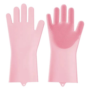 硅膠清潔手套，帶指紋防滑，耐冷耐熱 -40~230度  02粉色  1雙