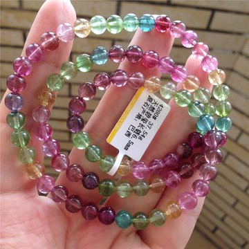 濃郁色老礦天然碧璽長鏈三圈手鏈項鏈高性價比招財手鏈6mm大尺寸