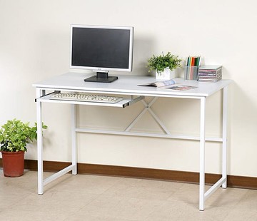 120防潑水電腦桌(附鍵盤架) 工作桌 書桌~粗鐵管(穩固耐用)【馥葉】【型號DE017-K】可加購玻璃