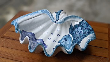 義大利手工陶-MD地中海 大貝殼造型碗32cm