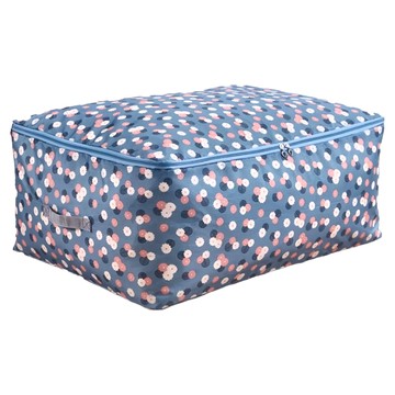 棉被衣物收納袋 - 防潮耐用  藍底花卉  大(58 x 38 x 22cm)  1個
