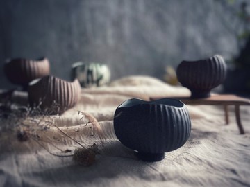 裸土墨陶茶碗 / 茶缽 / 點心碗 / 聖木鼠尾草薰香 燃燒甕