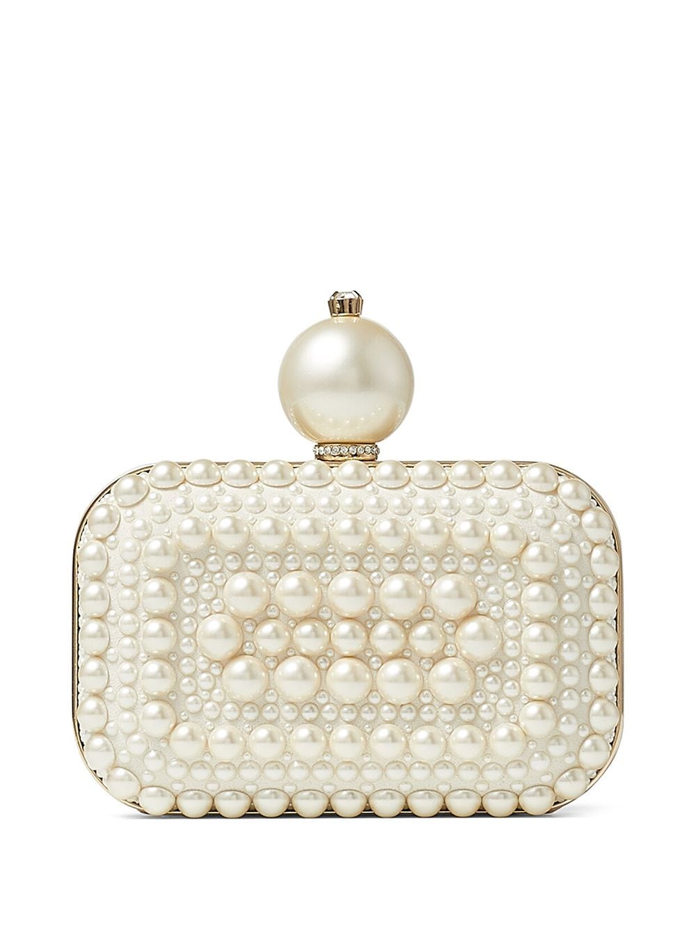 Jimmy Choo - Micro Cloud pearl-embellished clutch bag - women - Silk/Goat Skin/Plastic/Viscose/Brass - One Size - White