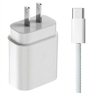 DTAudio 25W充電器 + Type-C to Type-C 充電線 2m iPhone專用  1組  白色