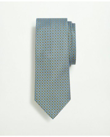 Brooks Brothers Men's Silk Woven Mini Geo Pattern Tie | Light Blue | Size Regular