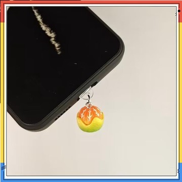 手機防塵塞.創意半剝橘子手機防塵塞吊墜新款type-c防灰塵通用情侶閨蜜禮物