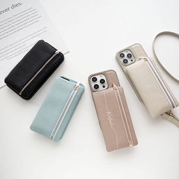 支援多種型號 彩色背蓋【滑動式頂部拉鍊收納袋 刻字】手機斜揹包 附零件 JE19U