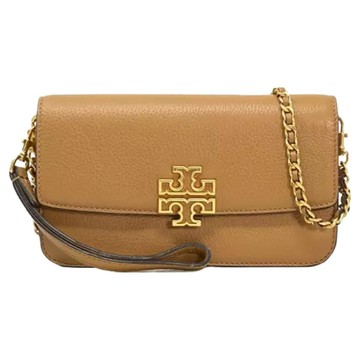 TORY BURCH 雙T-LOGO皮革鏈條斜背包  駝色  20 x 11 x 5cm