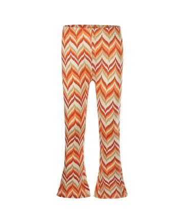 橘紅人字形花紋喇叭長褲74cm