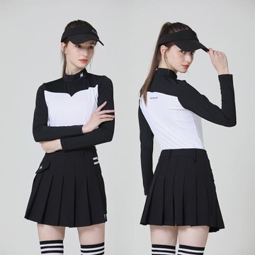 2022新款高爾夫服裝女套裝韓式撞色長袖上衣防走光百褶裙網球服秋