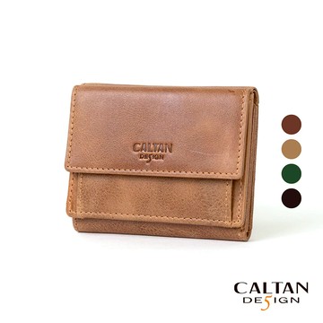 【CALTAN】真皮/中夾 | 小文藝扣式真皮短夾-075055_五色 零錢包 小皮夾