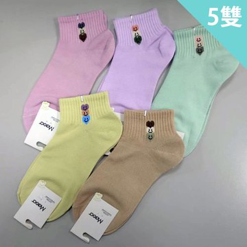 imaco 微笑愛心日系棉質短襪(5雙)