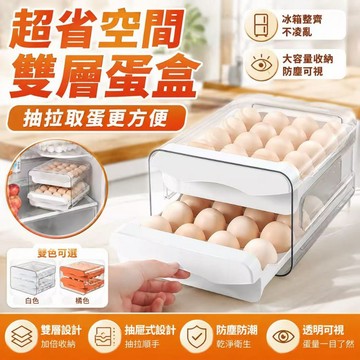 雞蛋收納盒 抽拉式蛋盒  冰箱雞蛋盒  雙層蛋盒  廚房收納  冰箱整理好物 防滾雞蛋儲存盒  廚房雜物收納