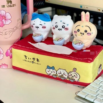 ✨小象優選✨日系chiikawa拉麪一番賞last賞紙巾盒毛絨桌面收納紙巾套棉花娃娃