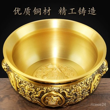 紫南宮🙏🏻11月過爐 開光🔥黃銅聚寶盆擺件中式招客廳辦公室店鋪財裝飾品黃銅米缸獅耳聚寶盆