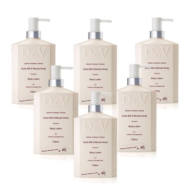 【澳洲Dr. V】專業級配方-山羊奶曼努考蜂蜜身體乳液(6入組 750ml/瓶)