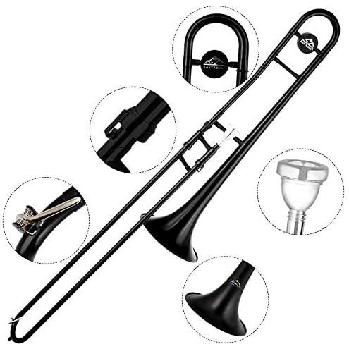 Eastrock Trombone Bb Tenor Slide Black Brass Musical Instrument with Hard Case Mouthpiece for Standard Student Beginner