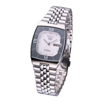 SEIKO 5號機芯經典機械腕錶-銀X白-SNY505J1
