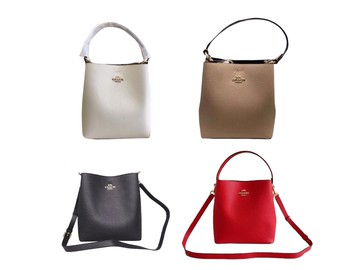 ~雪黛屋~COACH 水桶包中容量三層主袋提肩斜國際正版保證進口防水防刮皮革品卡購證塵套提袋等10-15日C911221