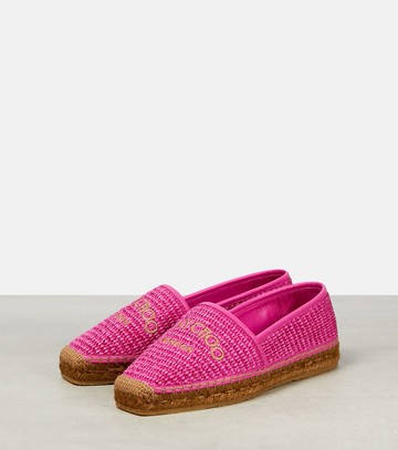 Jimmy Choo Brie Flat logo raffia espadrilles