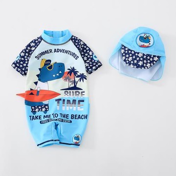 兒童泳衣男童寶寶可愛卡通恐龍游泳衣小孩童速干防曬沙灘沖浪泳裝
