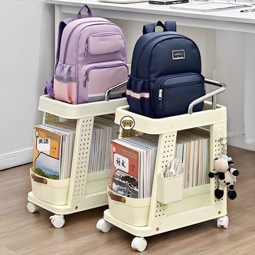 免運 附發票 桌下收納架 置物架 書包置物架家用多層桌下書架滑輪書本收納神器落地式移動小推車工廠現貨直銷 售後保障 店長新品推薦 全館折扣 5l1119
