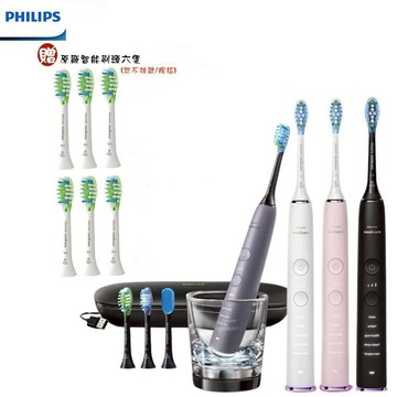 【PHILIPS 飛利浦】鑽石靚白智能音波電動牙刷 二年潔淨方案贈原廠刷頭共6+4個 HX9924