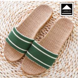 Lassley蕾絲妮-天然亞麻環保室內拖鞋 #彩漾款_秋香綠