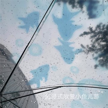 氧氣小魚透明傘原創加大8骨學生雙人抗風男ins晴雨兩用女長柄傘