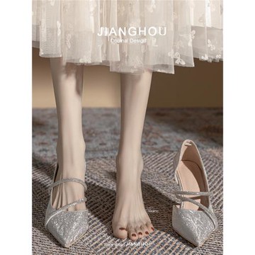 匠逅矮子側空性感水鉆秋季女鞋