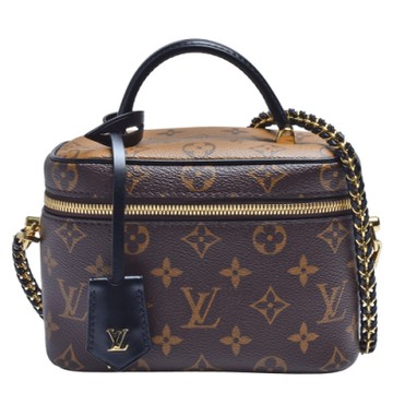 LV Louis Vuitton路易威登 M45165 VANITY PM系列Reverse帆布皮革飾邊手提/斜背包