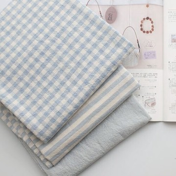 水洗先染棉 DIY手工布料 進口布料 天藍色格子條紋系列 GT878