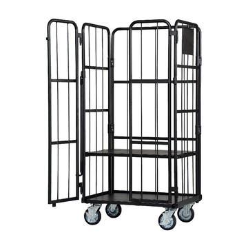 ROMP -消光黑標準雙門物流台車F07-06(荷重500kg)可L型折疊