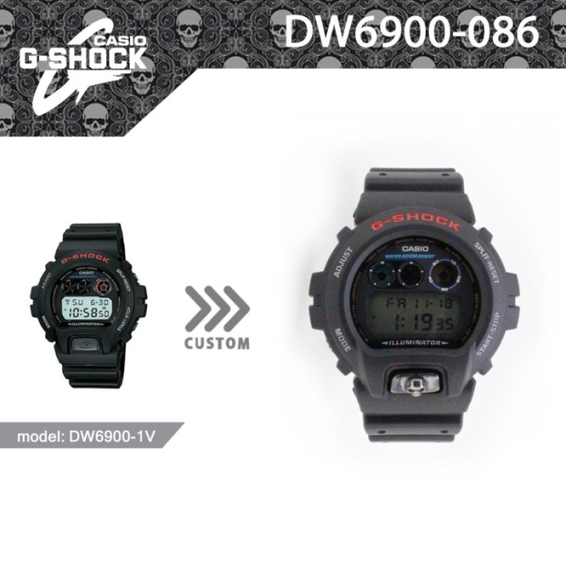 G-SHOCK CUSTOM ジーショック カスタム 腕時計 DW-6900 DW6900-1V シルバー925 ドクロ スカル ボタン SKULL  CROWNCROWN DW6900-086 | LINEブランドカタログ